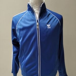 TYR Swimming Water Polo Warm Up Jacket Blue/White Large